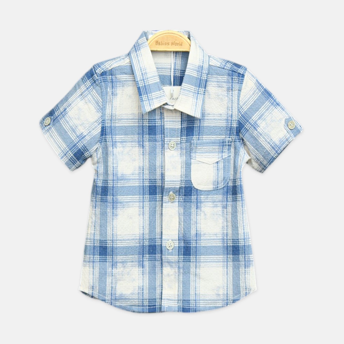 Blue And Cream Checkered Shirt