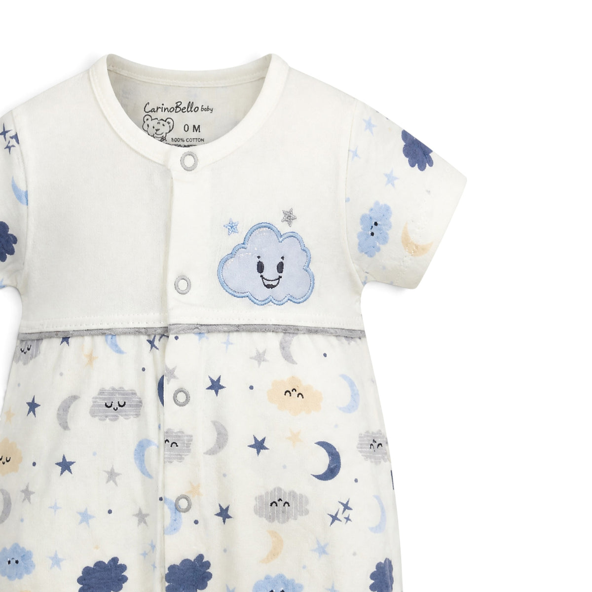 WHITE "DREAMY CLOUD & MOON" BABY ROMPER