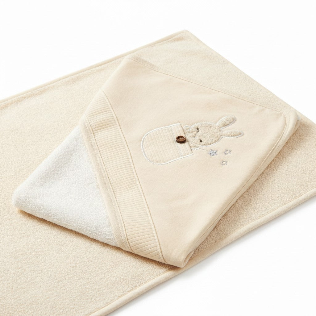 POCKET BUNNY HOODED BATH TOWEL