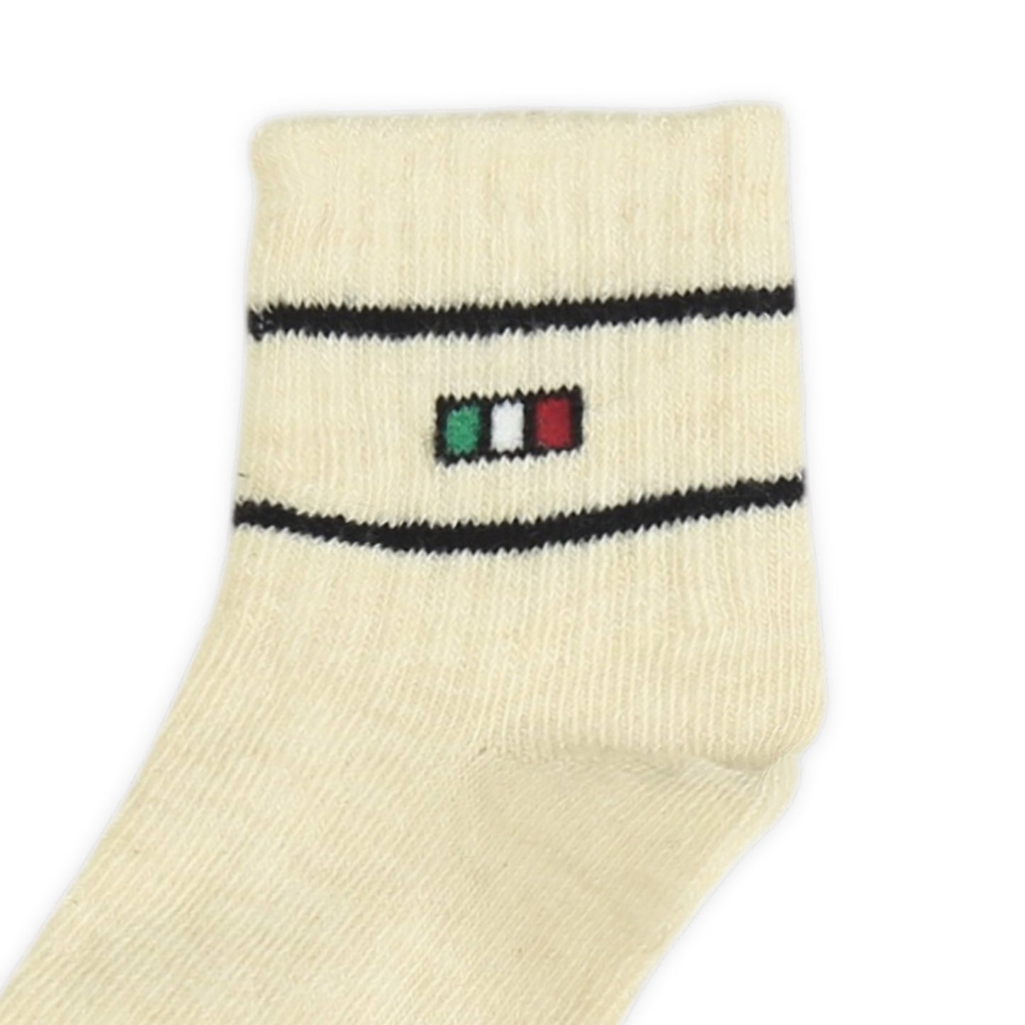 ITALIAN FLAG TRIM WHITE ANKLE BOY SOCKS PK-2