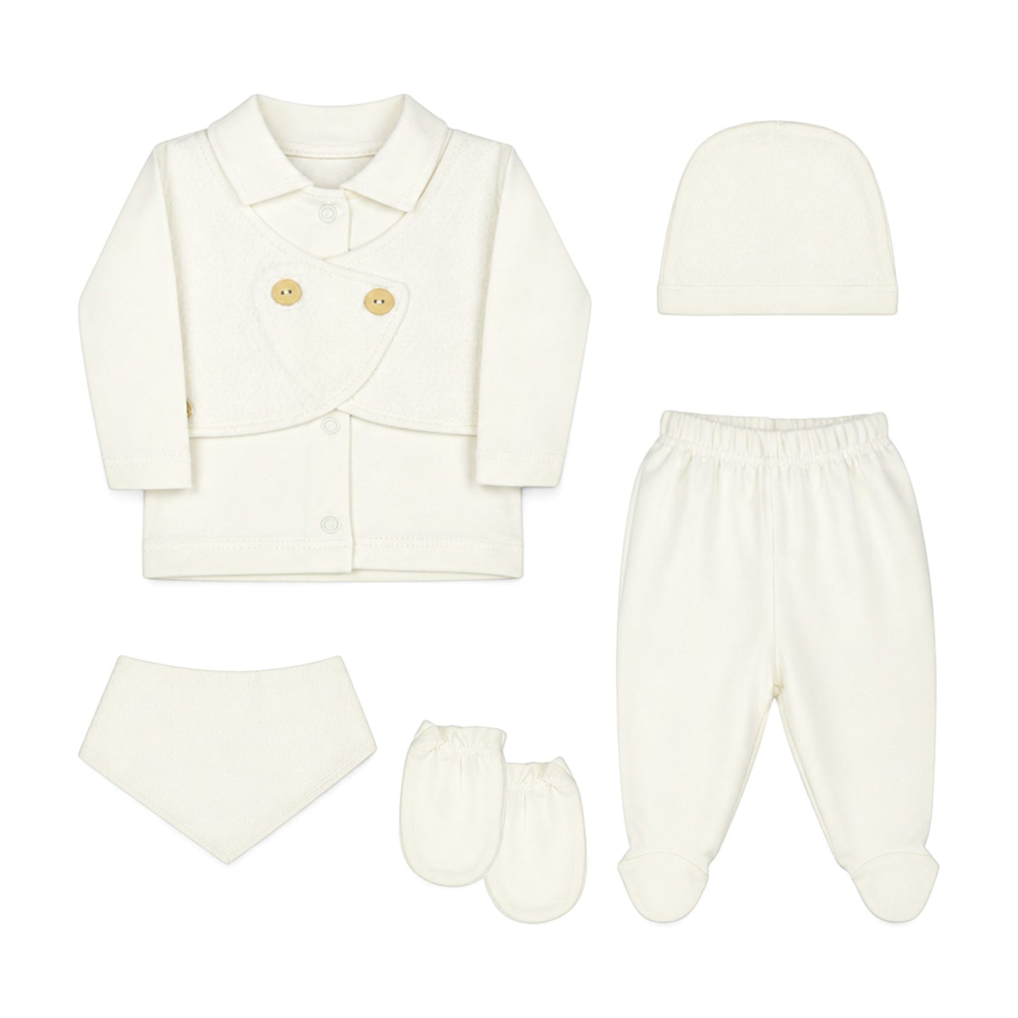 CREAM DOUBLE-BREASTED VEST BABY BOY GIFT SET