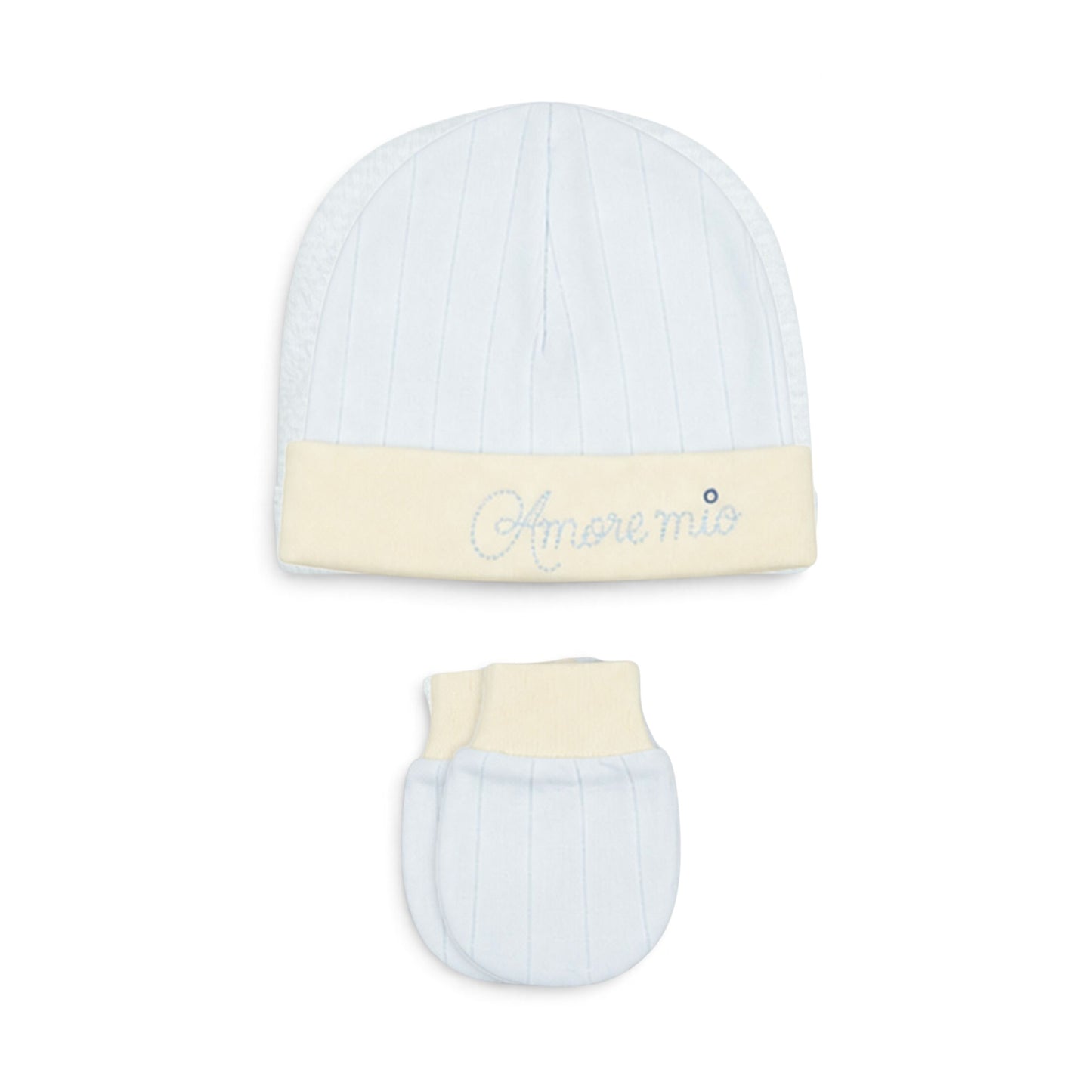 CREAM AND BLUE "AMORE MIO" BEAR BABY BOY GIFT SET