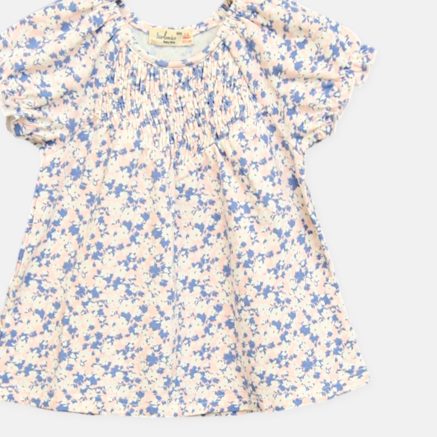 Pink Floral Smocked Top