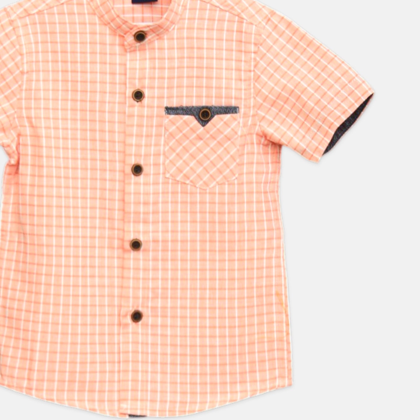 Orange Checkered Mandarin Shirt