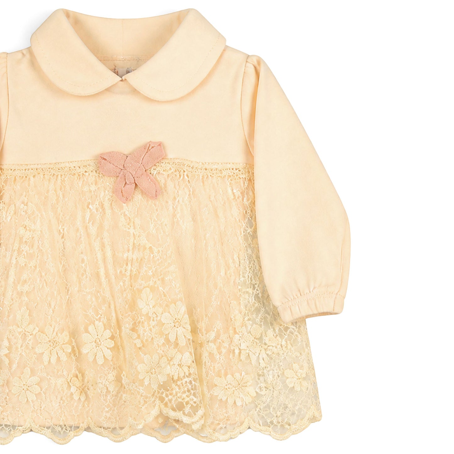 PEACH LACE COLLARED DRESS BABY GIRL GIFT SET