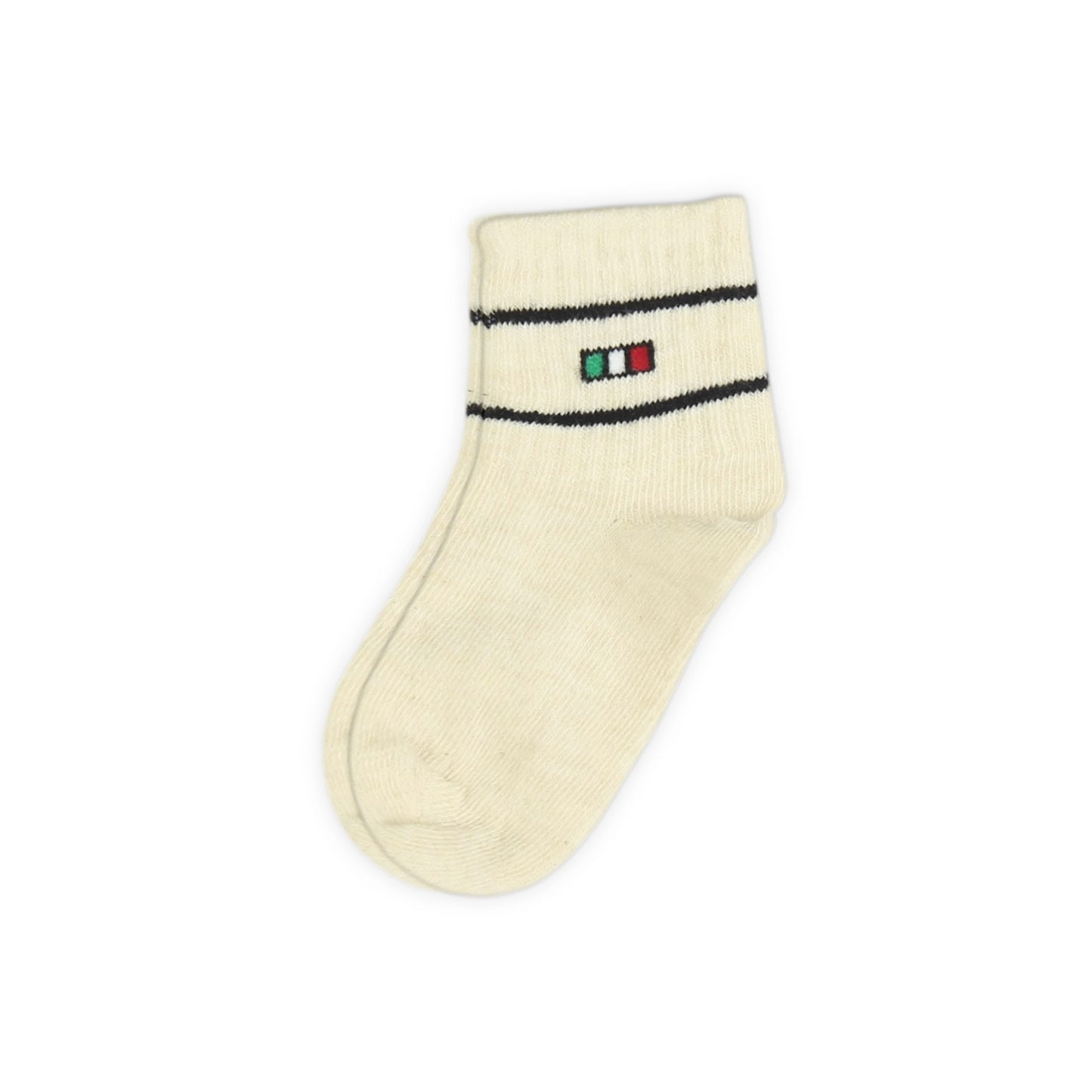 ITALIAN FLAG TRIM WHITE ANKLE BOY SOCKS PK-2