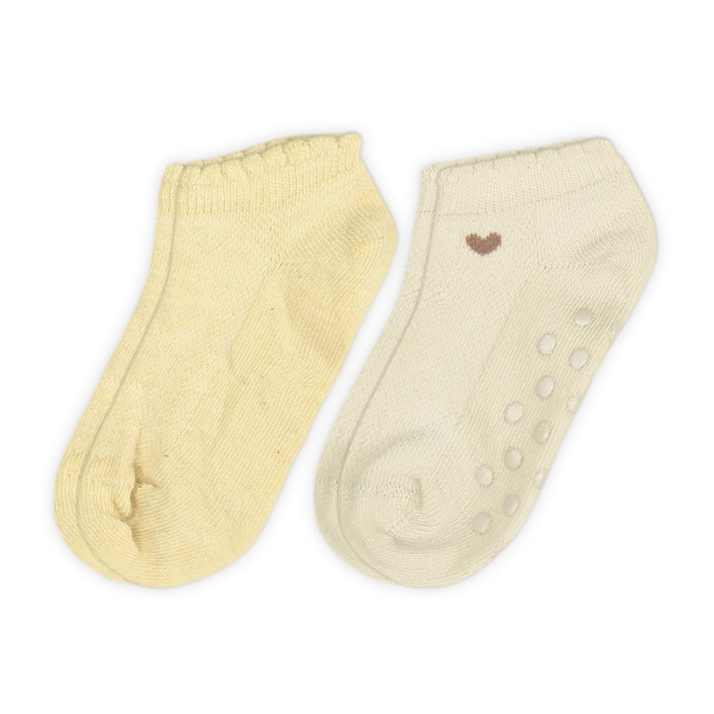 BEIGE AND ASH WHITEDUAL-TONE GIRL SOCKS PK-2