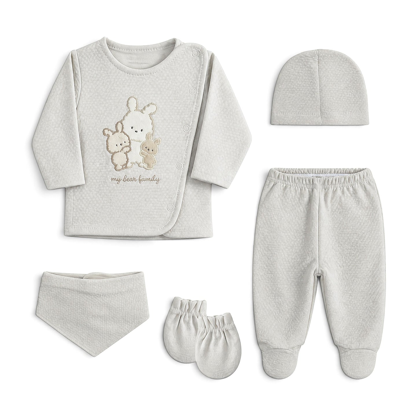 GREY BUNNY FAMILY BABY BOY GIFT SET
