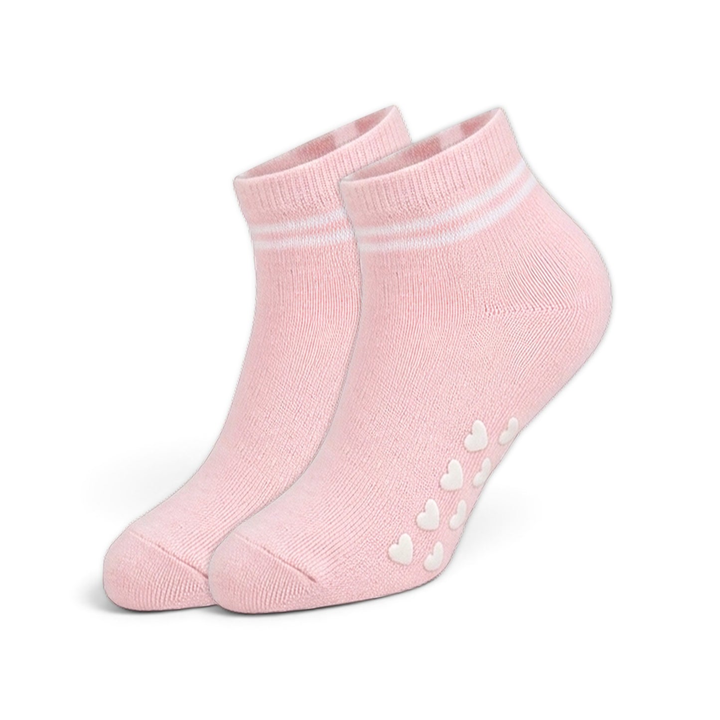STRIPE & HEART GRIP GIRL SOCKS PK-5