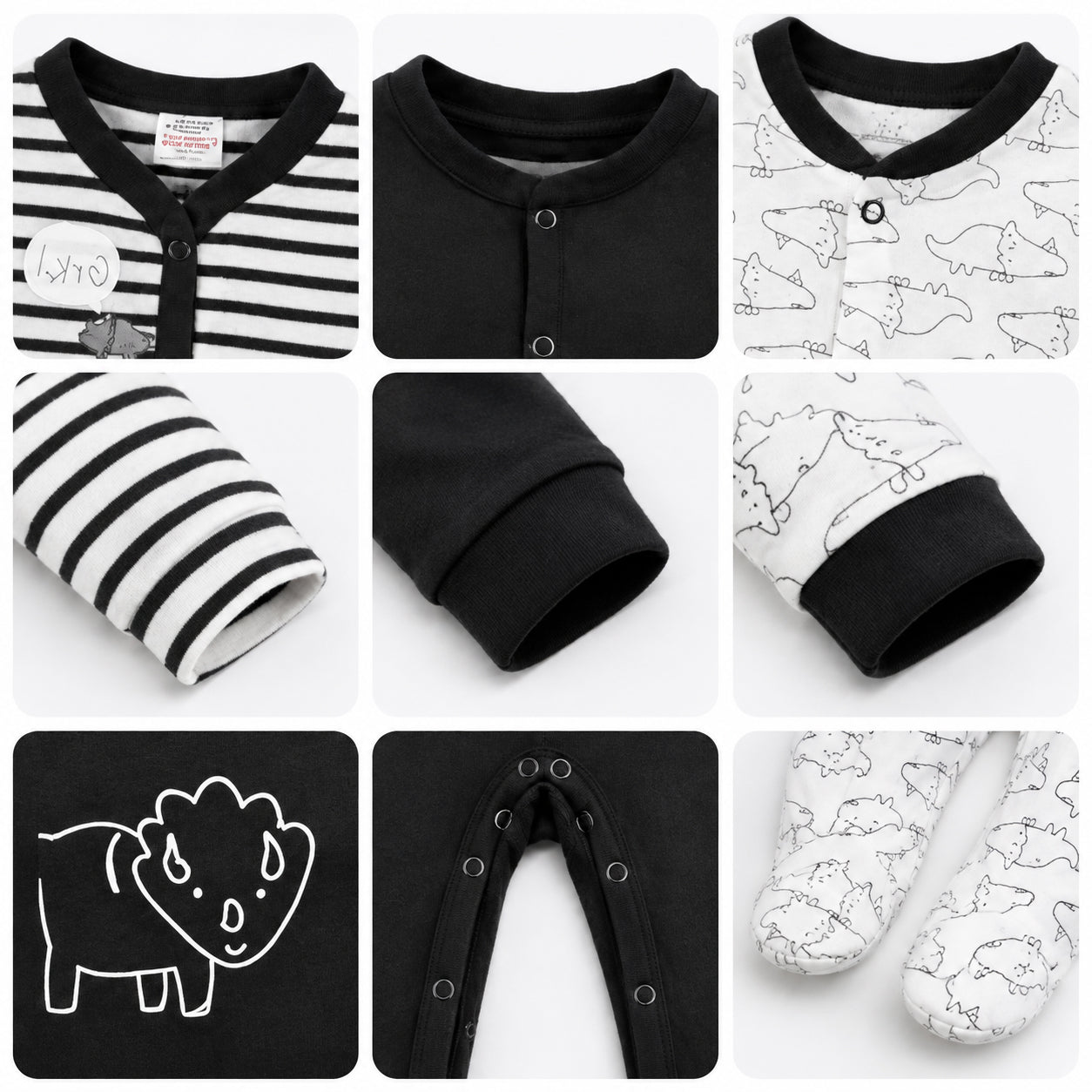 DINOSAUR SLEEP SUITS BOYS PK-3