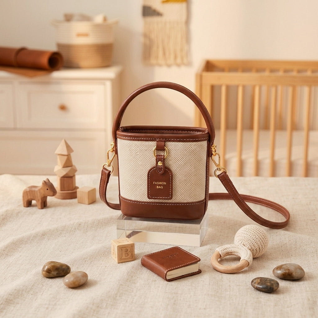 Two-Tone Casual Bucket Bag