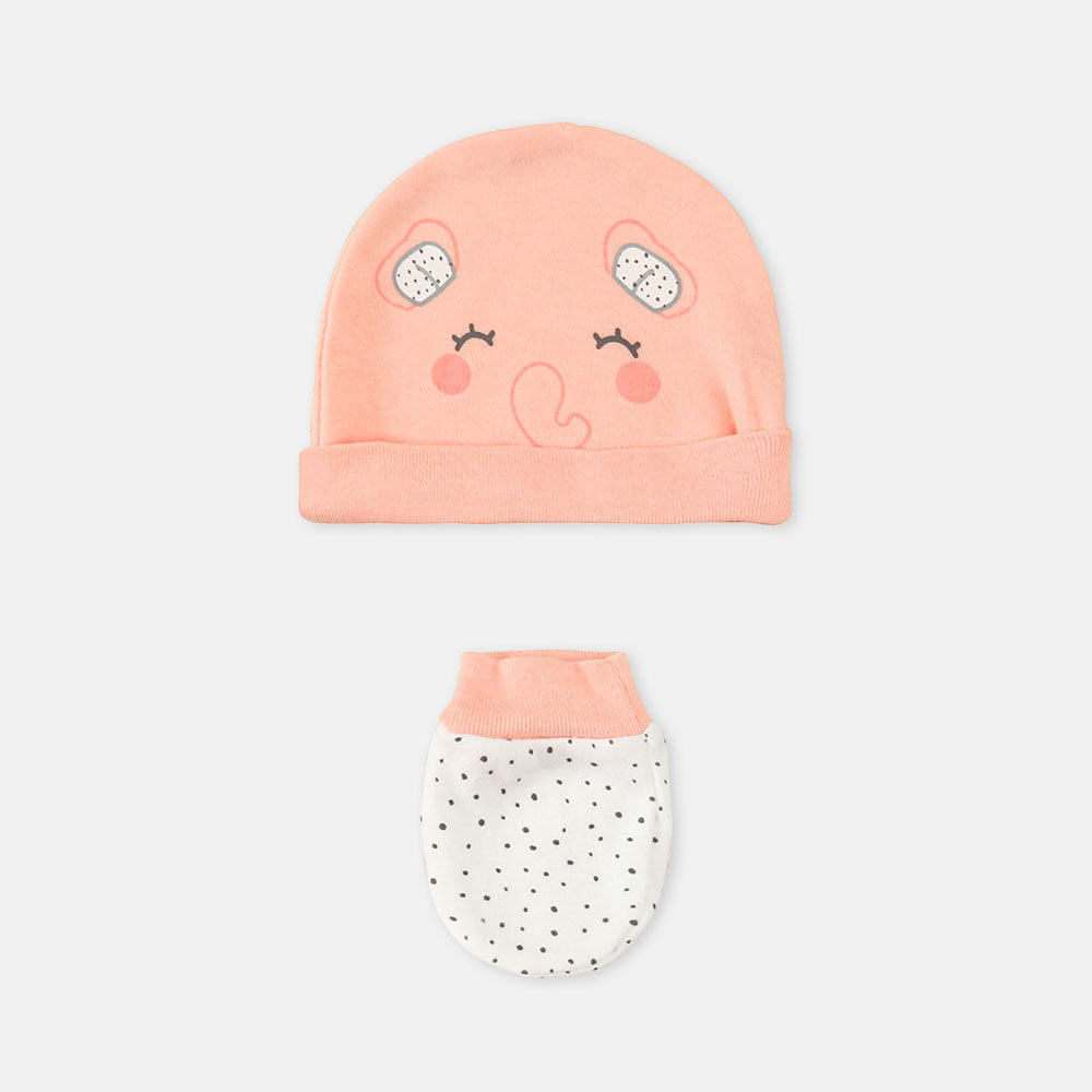 BABY GIRLS GIFT SET PEACH AND WHITE BABY ELEPHANT