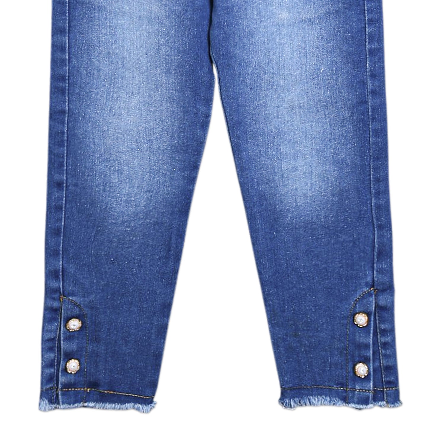 LIGHT BLUE FLOWER BUTTON JEANS