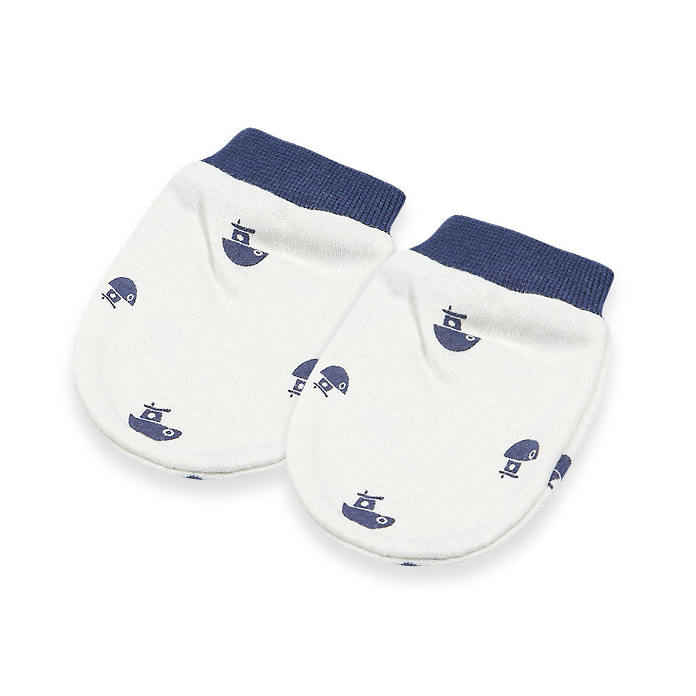 MITTENS & BOOTIES NAVY SHIPS