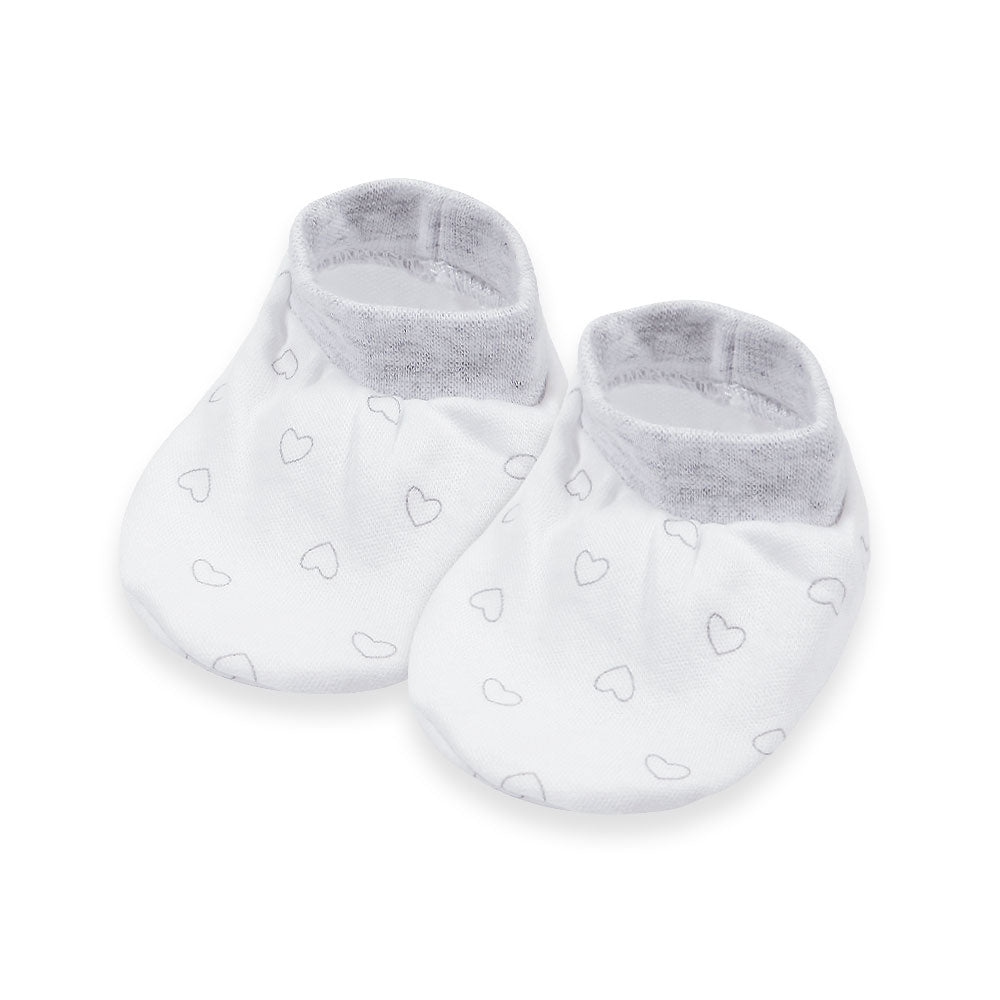 MITTENS & BOOTIES WHITE TINY HEARTS