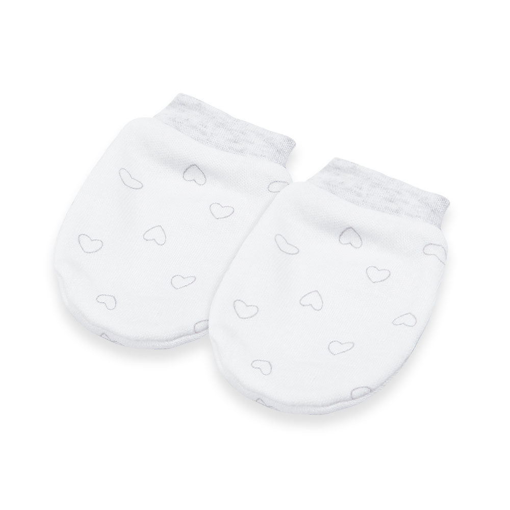 MITTENS & BOOTIES WHITE TINY HEARTS