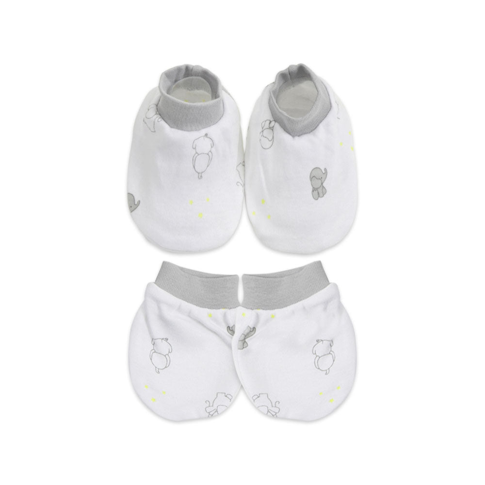 MITTENS & BOOTIES WHITE BABY ELEPHANT