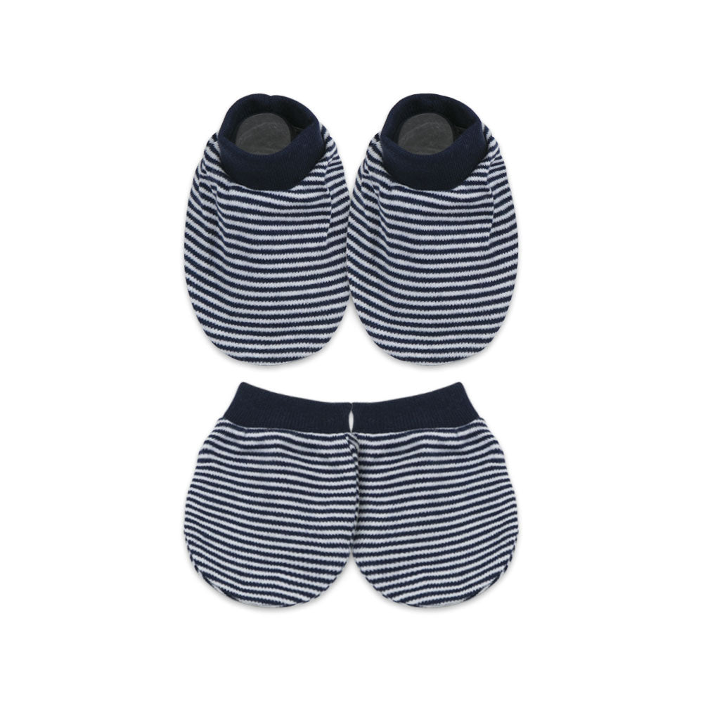 MITTENS & BOOTIES BLUE STRIPED