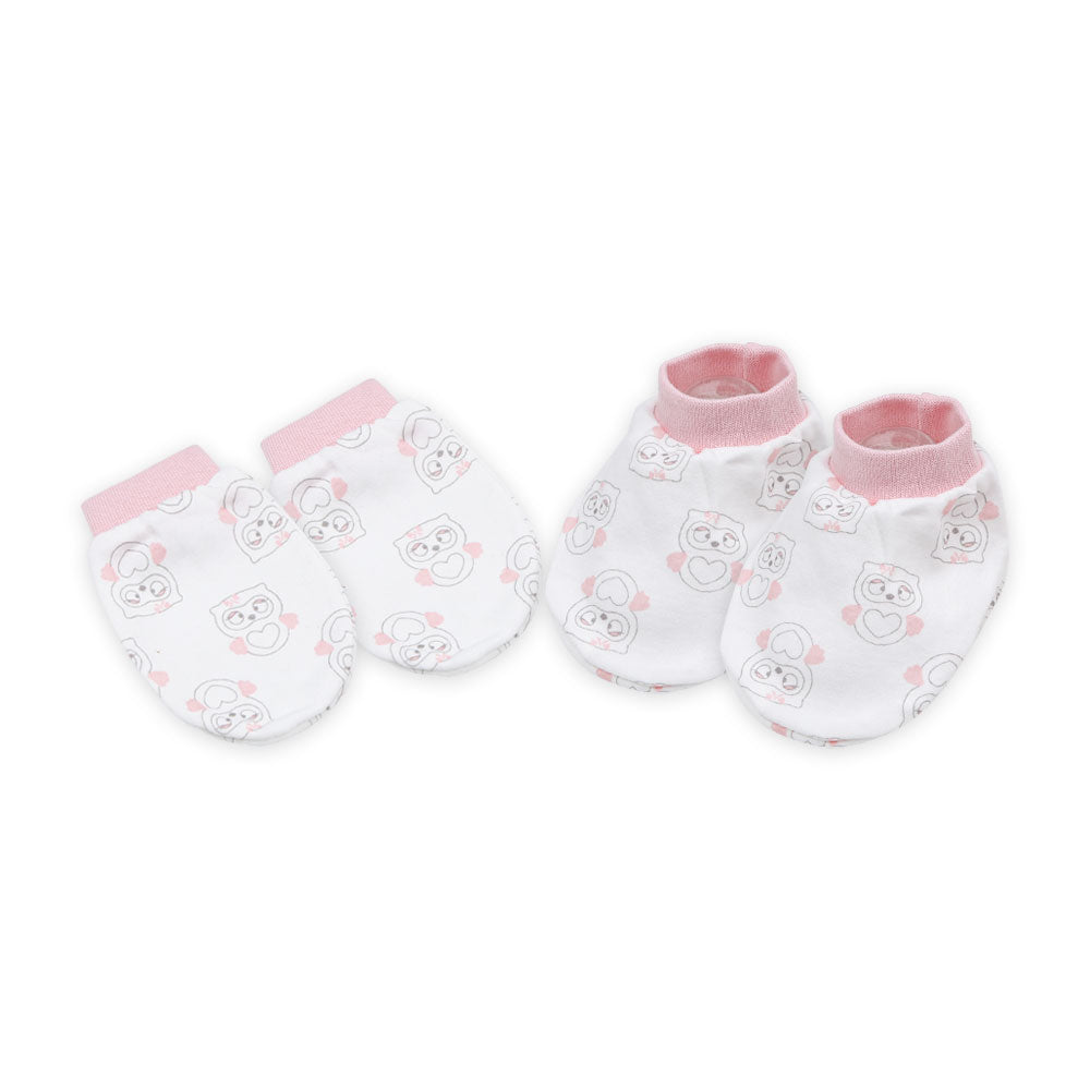 MITTENS & BOOTIES PINK OWL