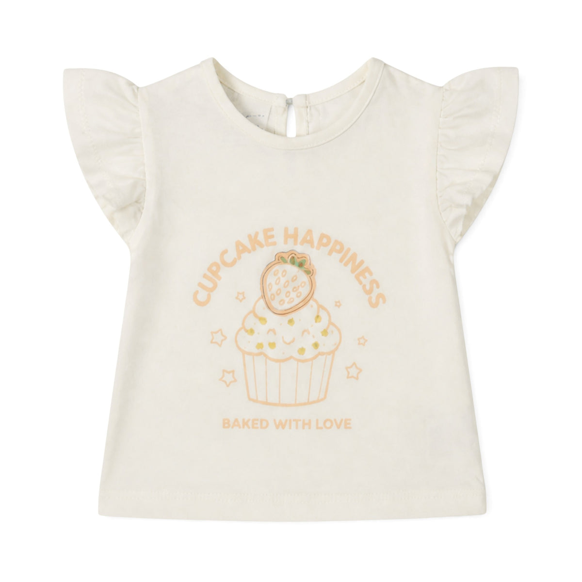 WHITE CUPCAKE "BAKED WITH LOVE" AND DENIM SHORTS BABY GIRL OUTFIT