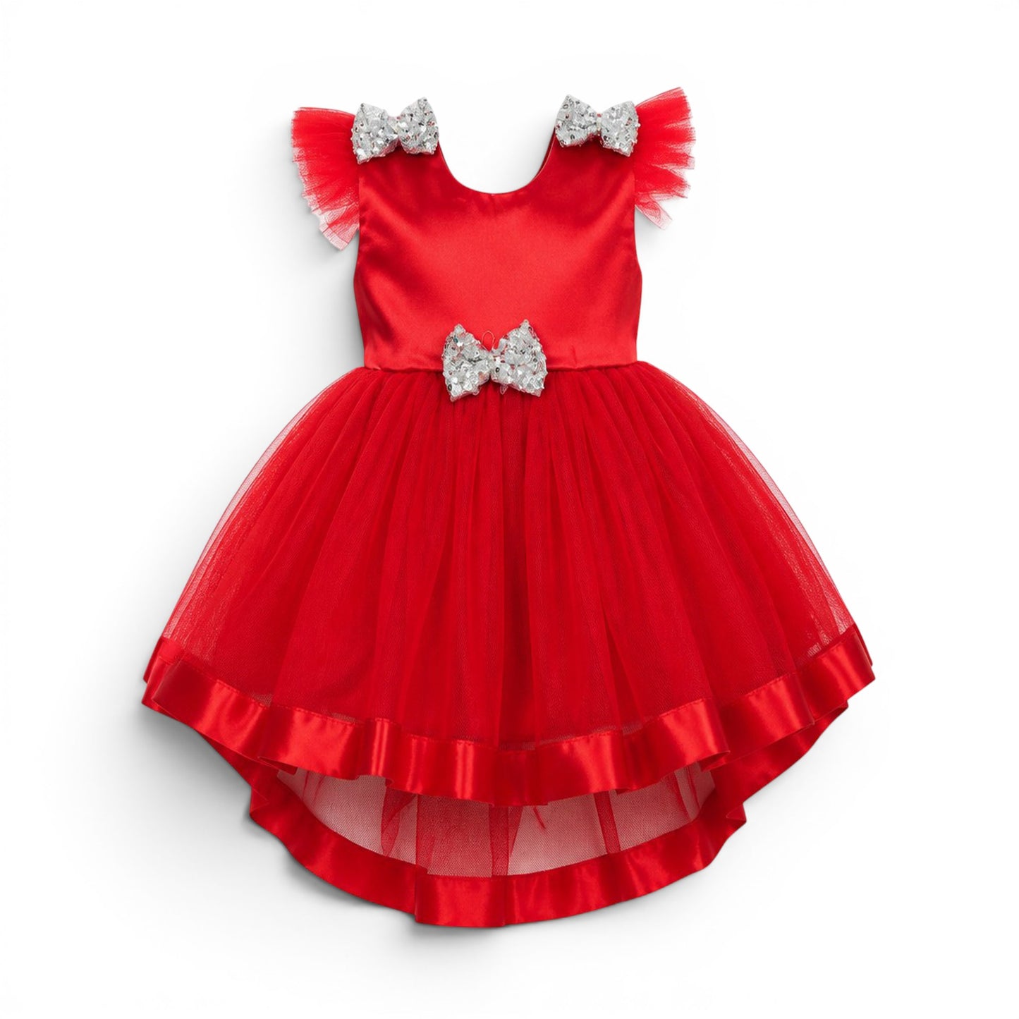 RED SEQUIN BOW BABY GIRL FANCY FROCK GIFT SET