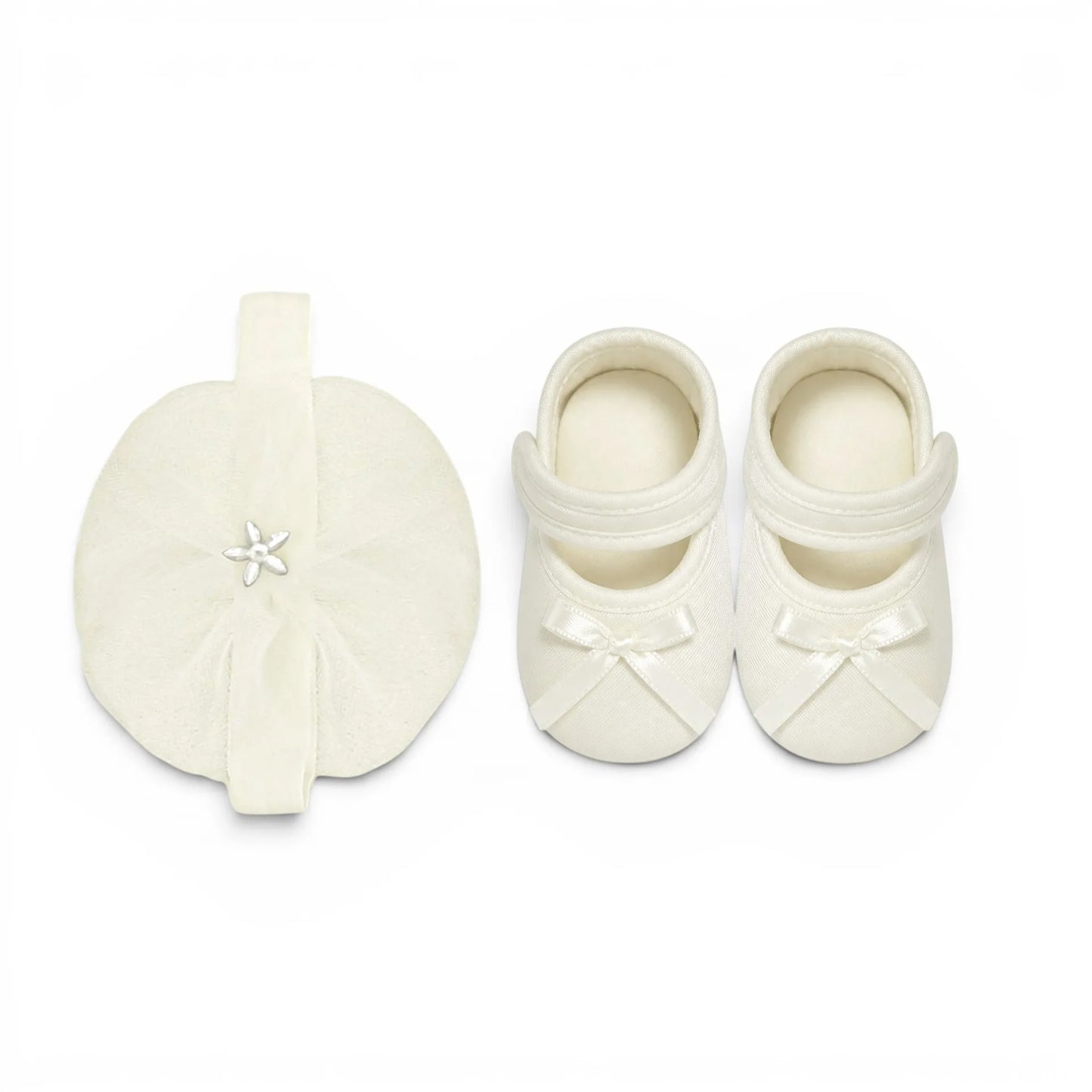 WHITE GOLDEN BOW BABY GIRL FANCY FROCK GIFT SET