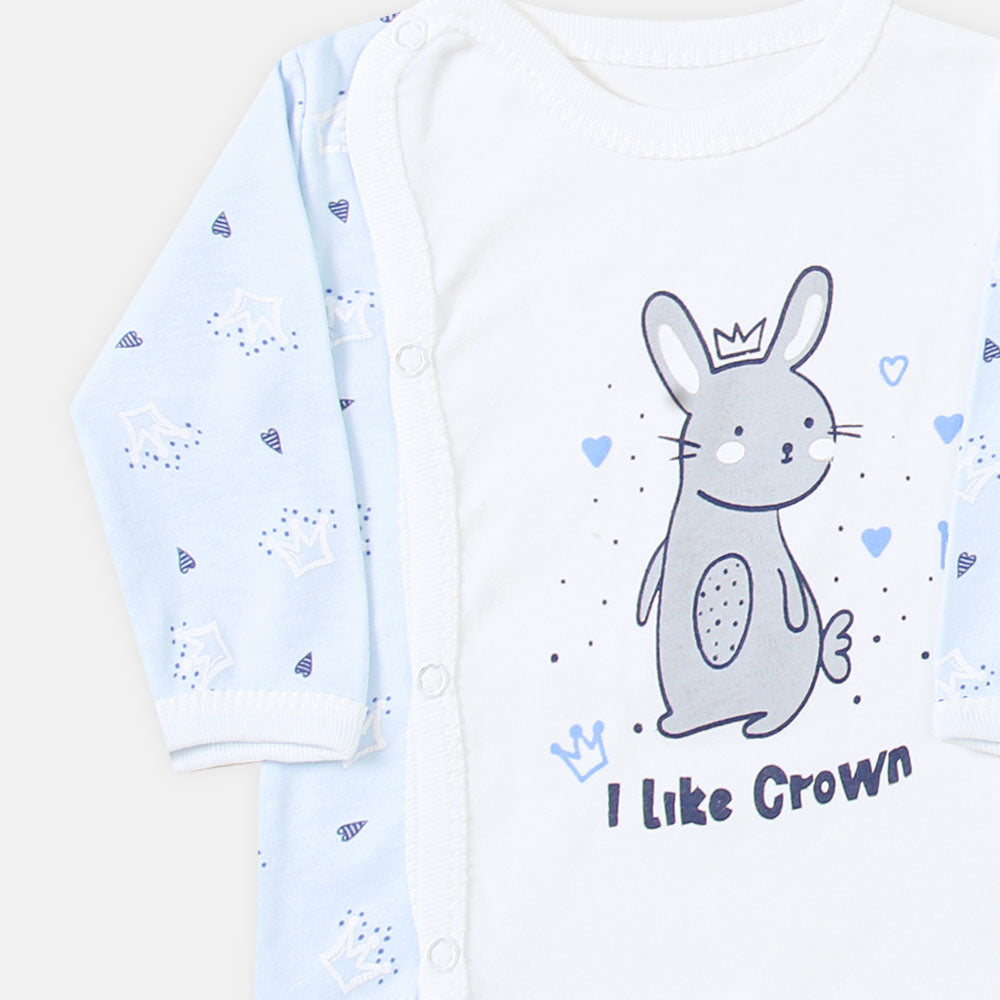 NEWBORN SUIT BOYS WHITE & BLUE CROWN THEME