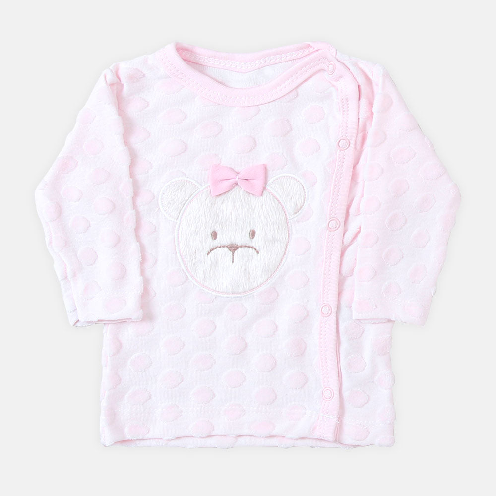 NEWBORN SUIT GIRLS PINK TEDDY BEAR WITH BOW