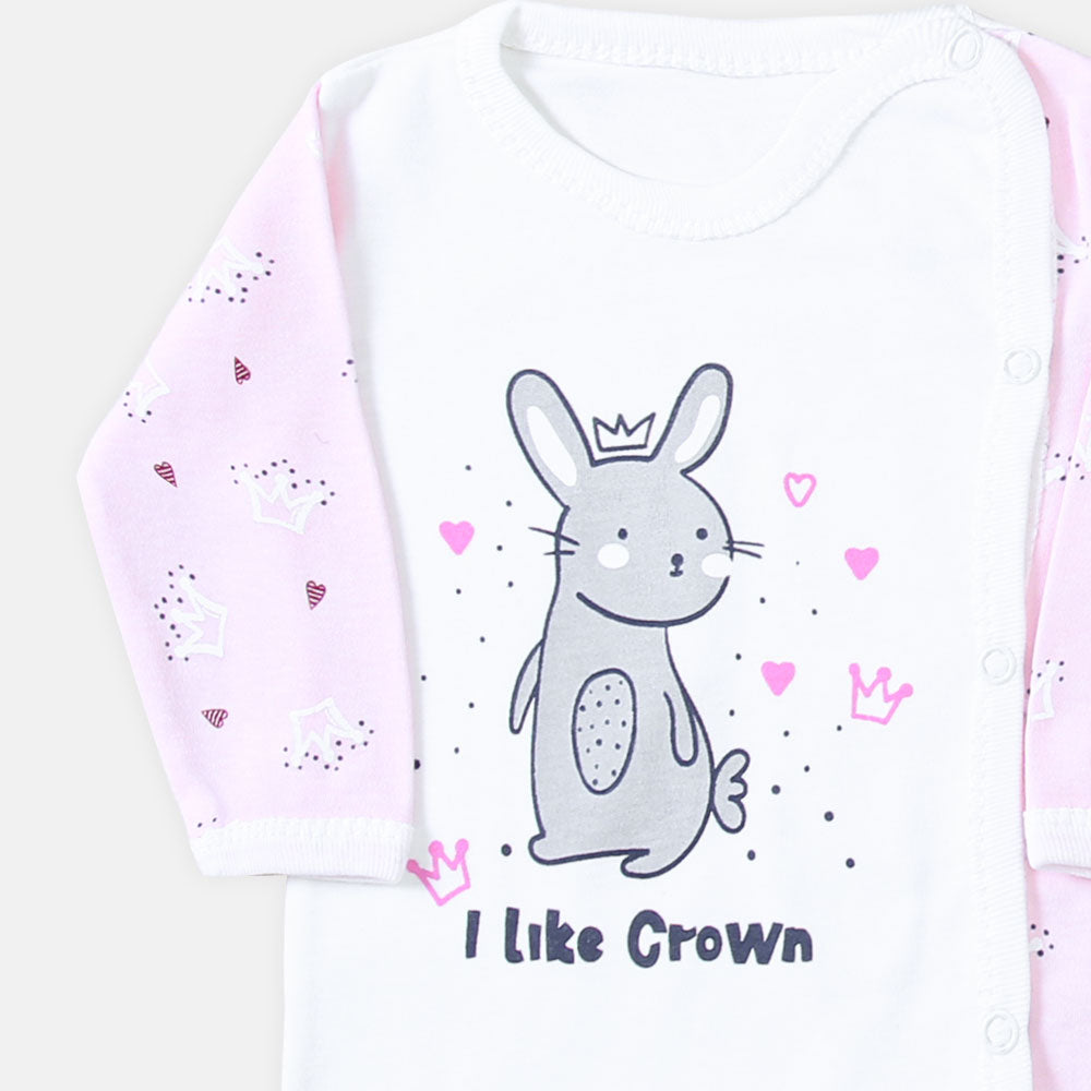 NEWBORN SUIT GIRLS PINK & WHITE CROWN THEME