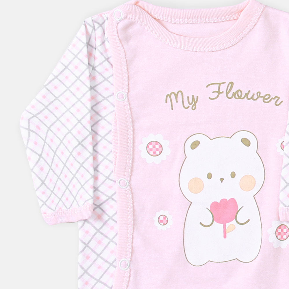 NEWBORN SUIT GIRLS PINK & WHITE TEDDY BEAR
