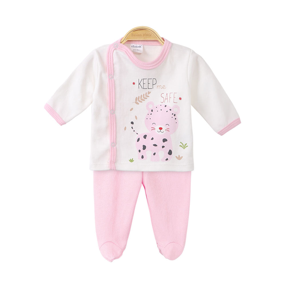 NEW BORN GIRL SUIT SALMON PINK LITTLE TIGER