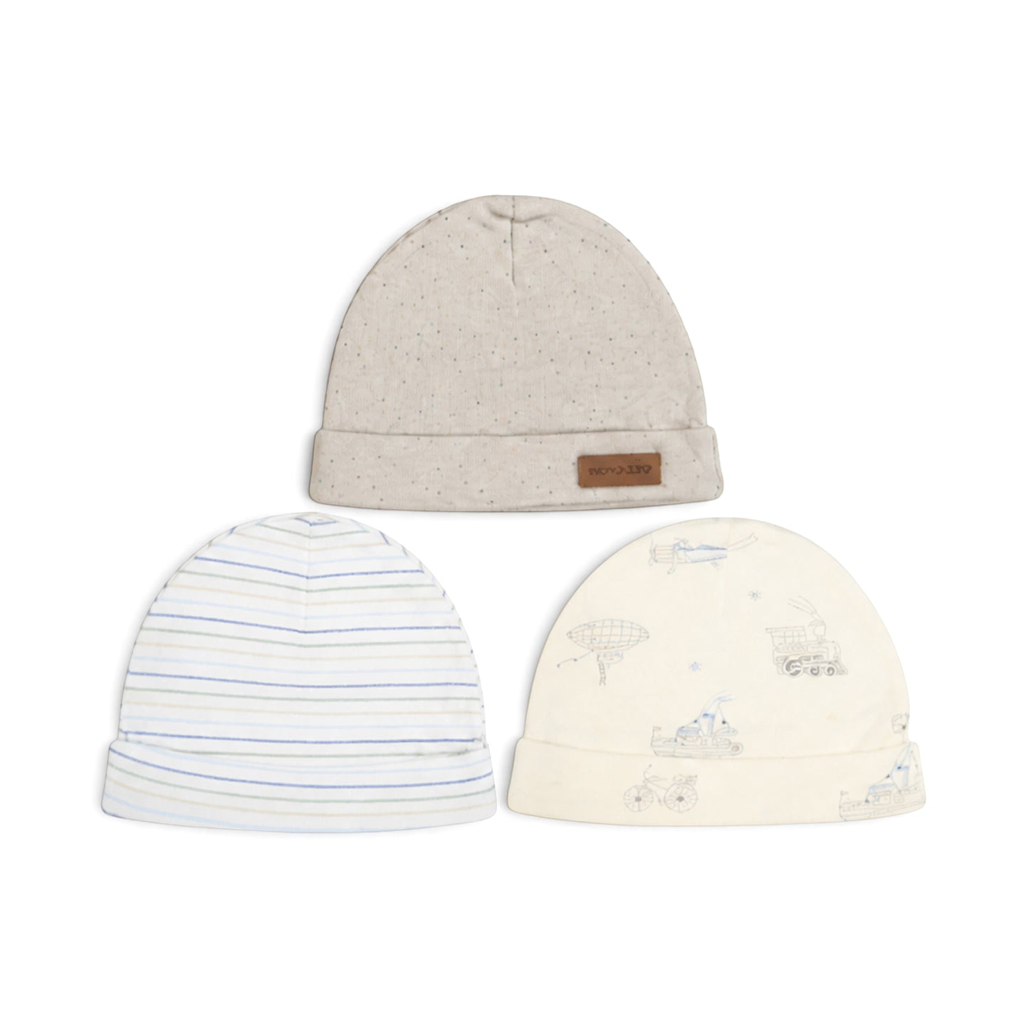 TRANSPORT-THEMED INFANT BABY CAPS PK-3