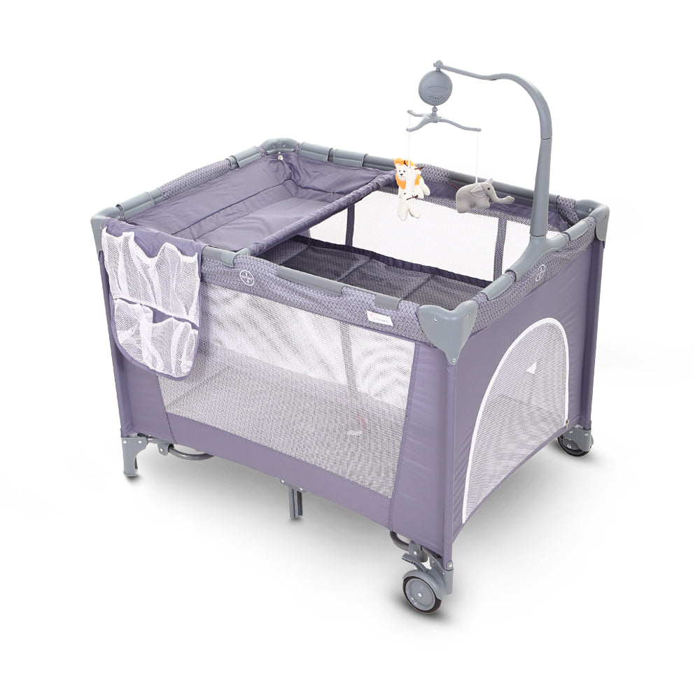 BABY PLAY PEN W/ ROCKING-GREY