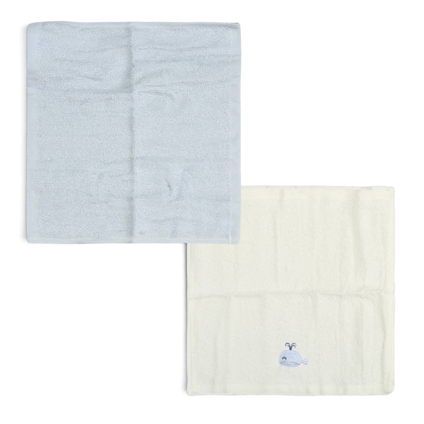 WHALE EMBROIDERY SAILBOAT PRINT FACE TOWEL PK-4
