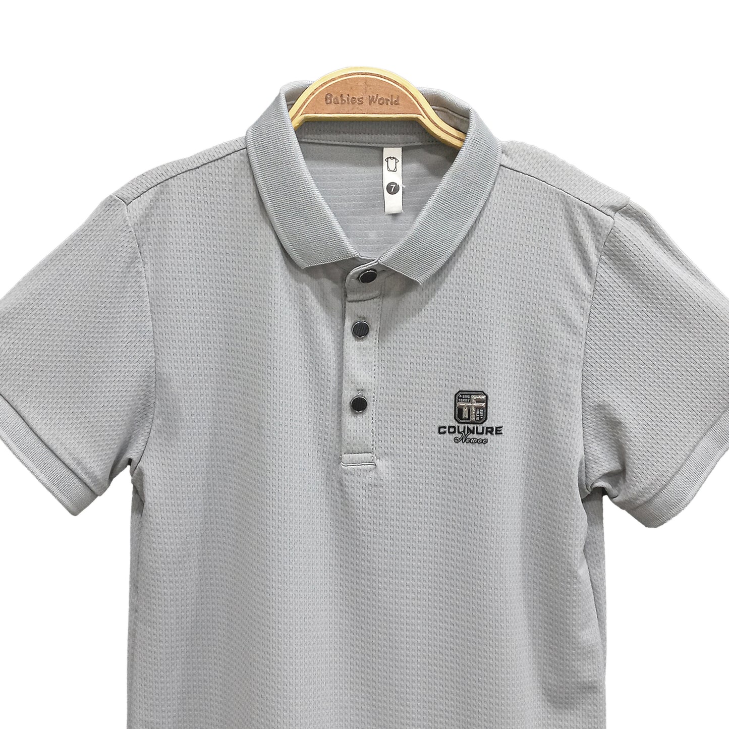 Grey Piqué Polo Shirt