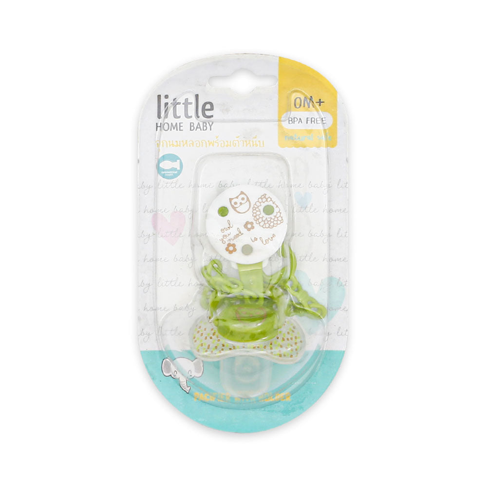 PACIFIER W/HOLDER GREEN OWL