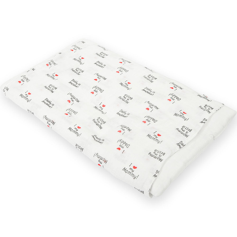 BABY PILLOW WHITE I LOVE MOMMY DADDY