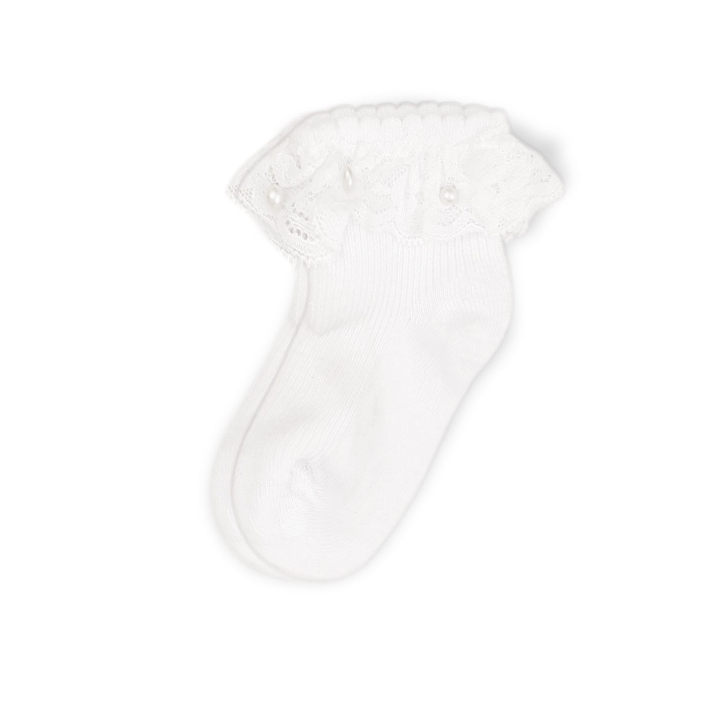 WHITE RUFFLE GIRL SOCKS PK-2