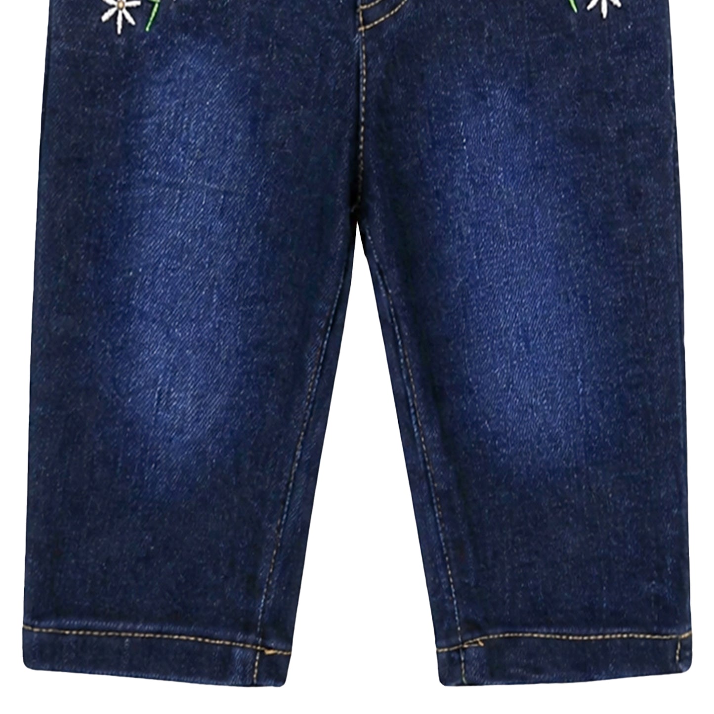 BABY GIRL DARK WASH EMBROIDERED DENIM JEANS (CAPRI)