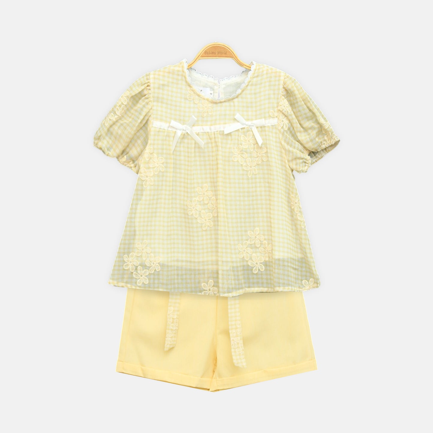 Yellow Daisy Denim Short Set