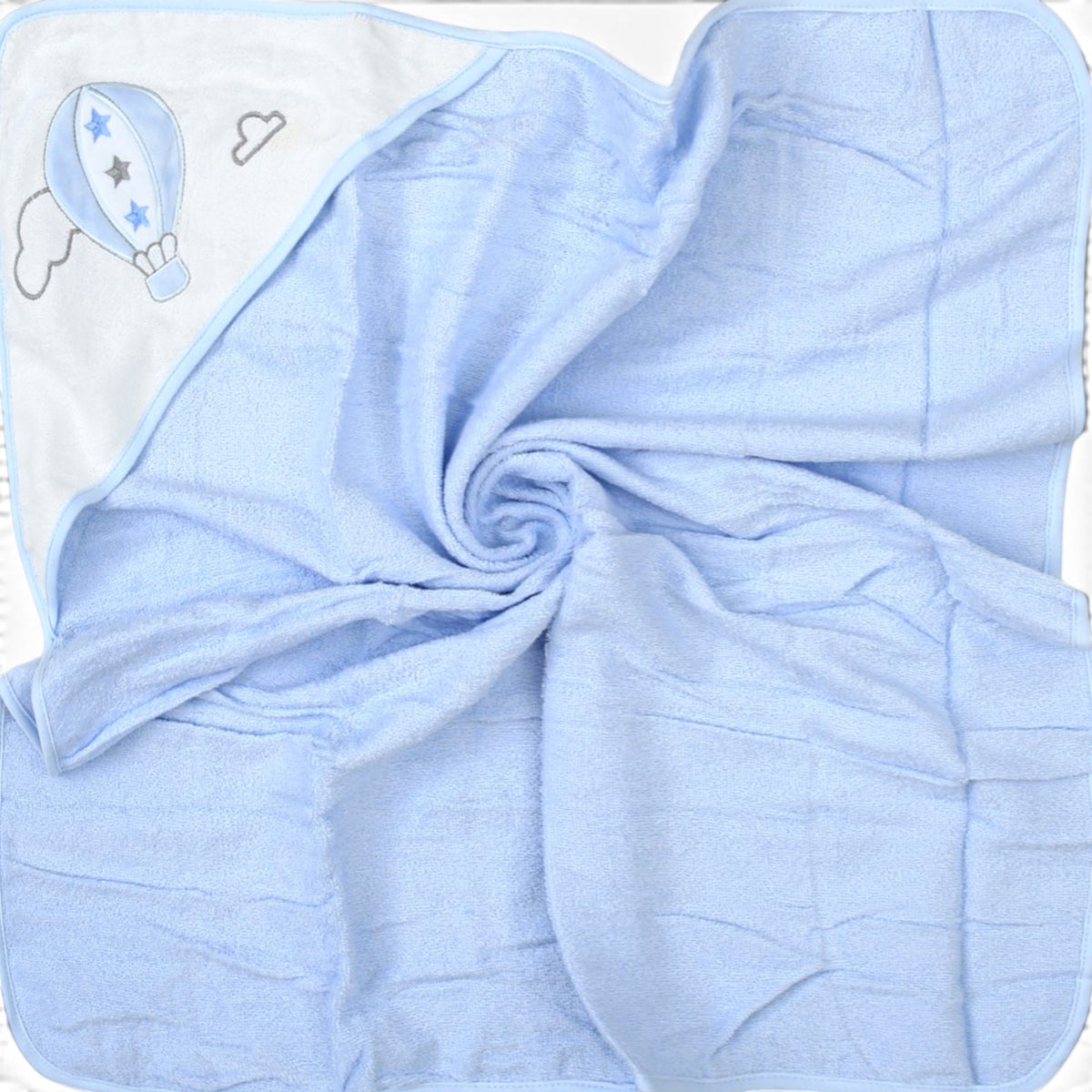 LIGHT BLUE HOT AIR BALLOON THEME HOODED BATH TOWEL PK-2