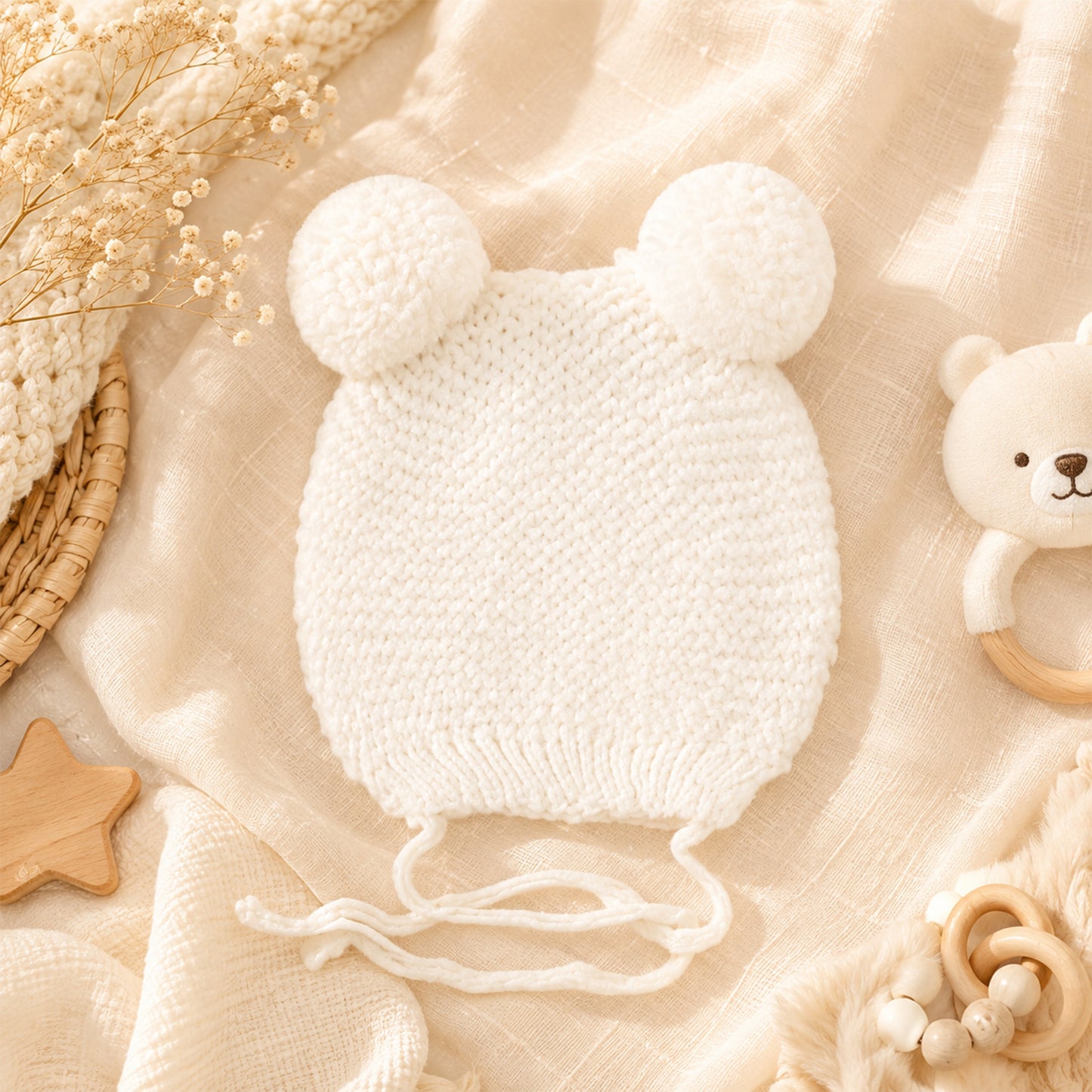 DOUBLE POM-POM BABY WOOLEN CAP