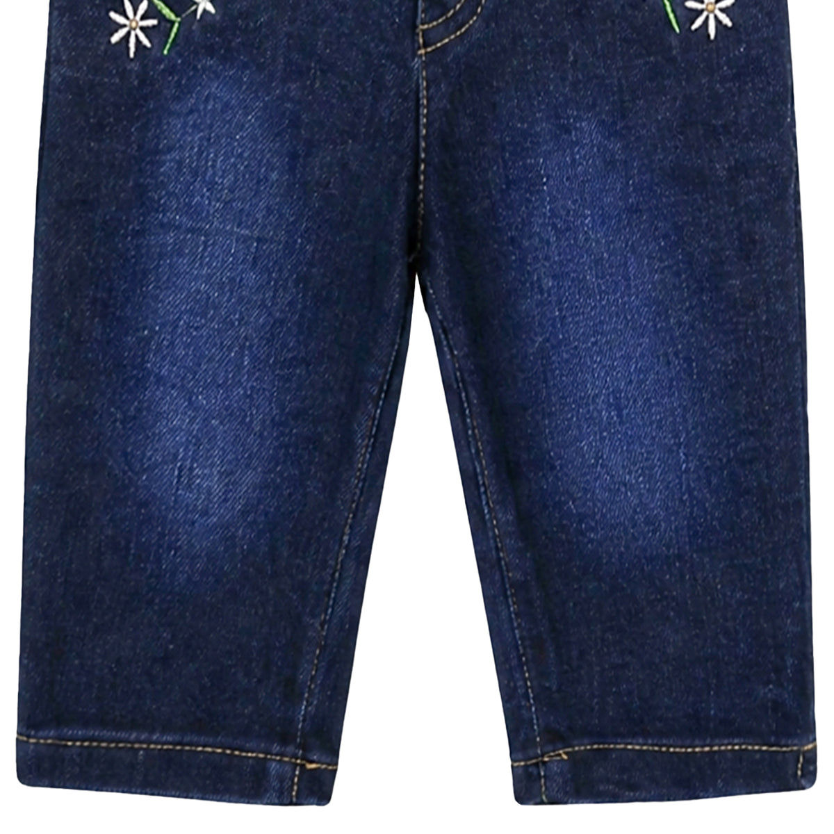 BABY GIRL DARK WASH FLORAL-EMBROIDERED DENIM JEANS