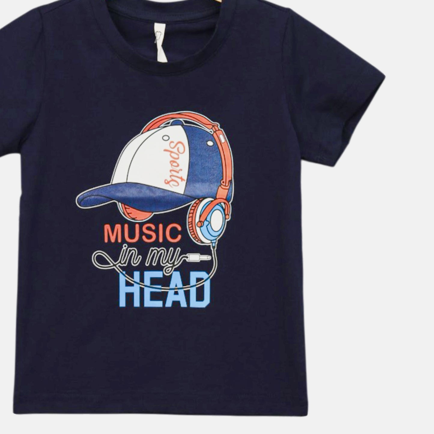 NAVY BLUE MUSIC HEAD GRAPHIC TEE