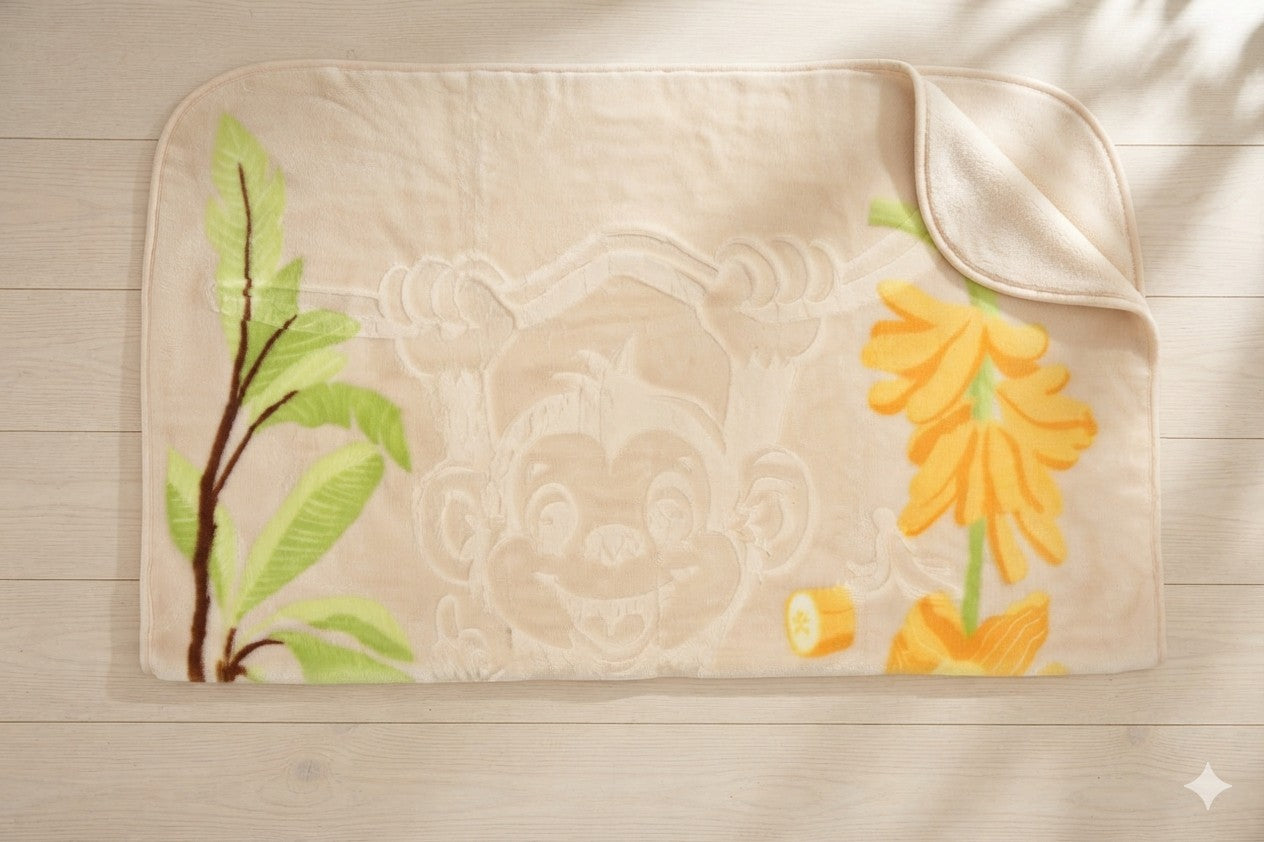 CREAM MONKEY EMBOSSED BLANKET