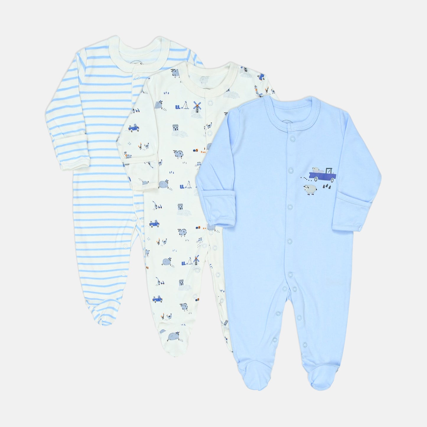 Happy Moo Sleepsuits Pk-3