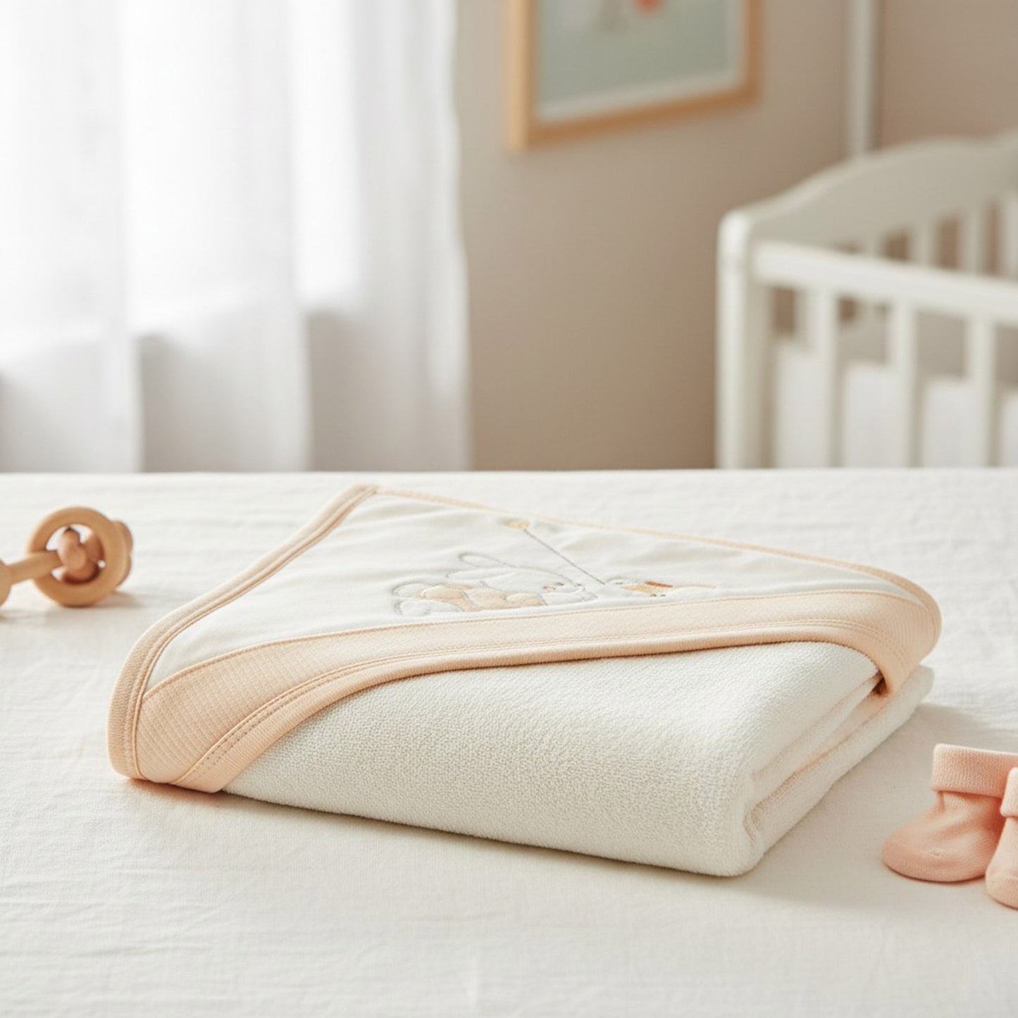 BUNNY WITH BALLOON HOODED BATH TOWEL