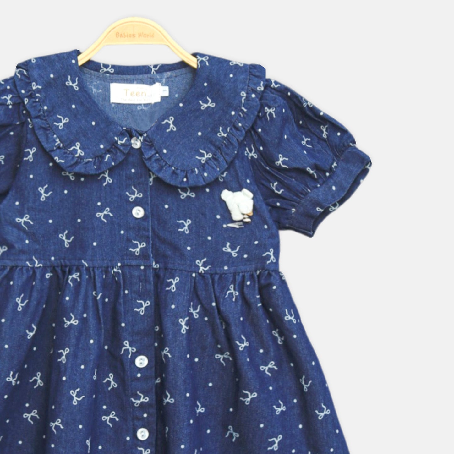 Navy Bow-Print Summer Frock