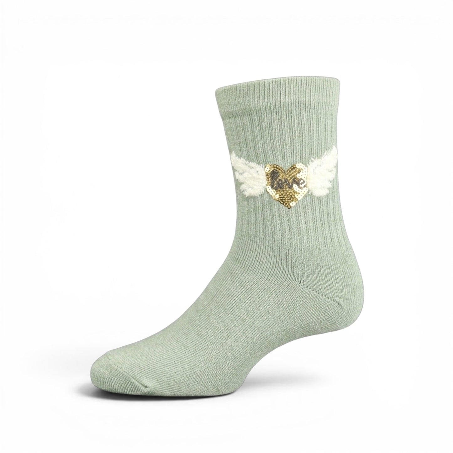 GREEN WINGED HEART GIRL SOCKS