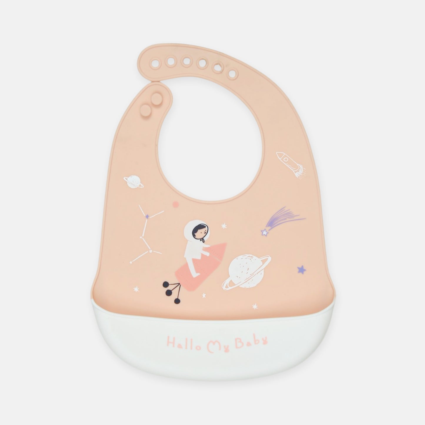 Peach Space Adventure Silicone Bib